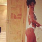 Rihanna wearing sexy bikini with cutout back