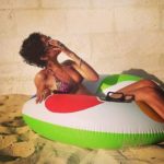 Rihanna in two piece bikini on beach in Barbados